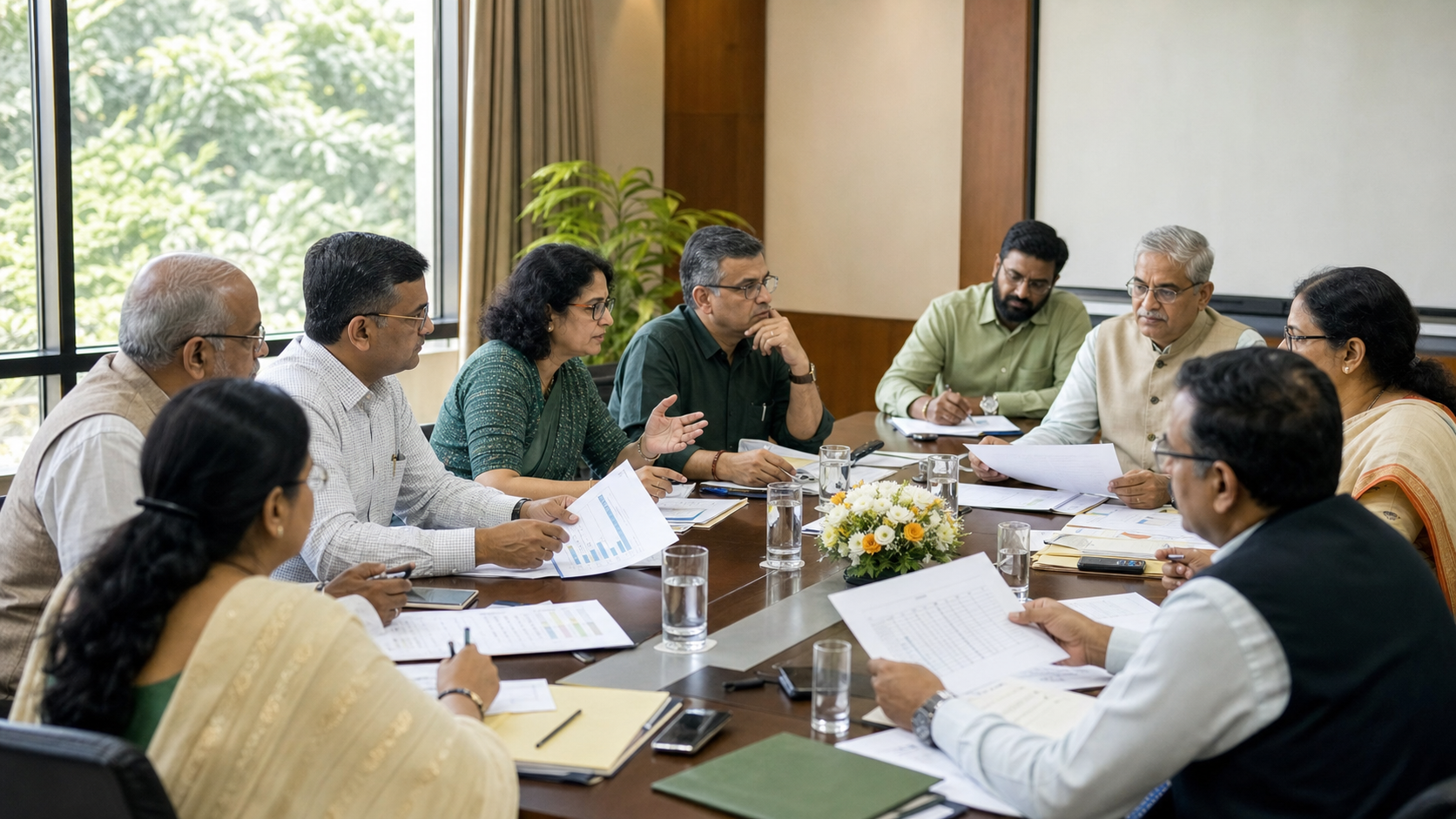 Indian public-sector representatives taking part in a formal pay commission consultation